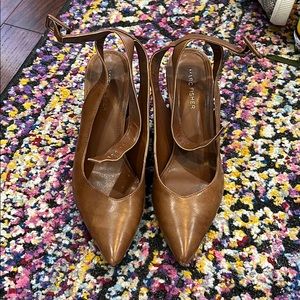 Brown Marc Fisher ankle strap heal